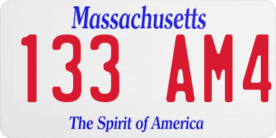 MA license plate 133AM4