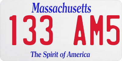 MA license plate 133AM5