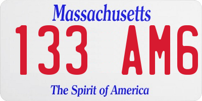 MA license plate 133AM6