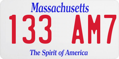 MA license plate 133AM7