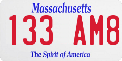 MA license plate 133AM8