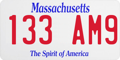 MA license plate 133AM9