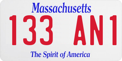 MA license plate 133AN1