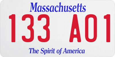 MA license plate 133AO1