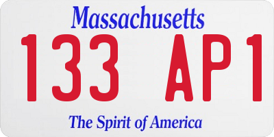MA license plate 133AP1