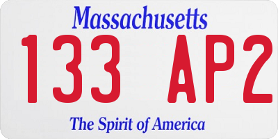 MA license plate 133AP2