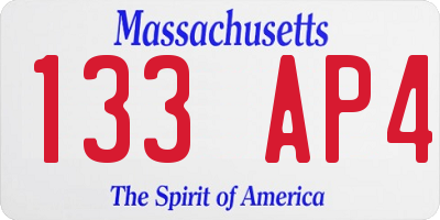MA license plate 133AP4