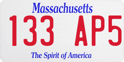 MA license plate 133AP5