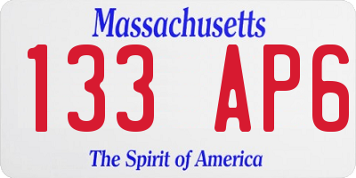MA license plate 133AP6