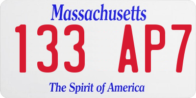 MA license plate 133AP7