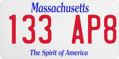 MA license plate 133AP8