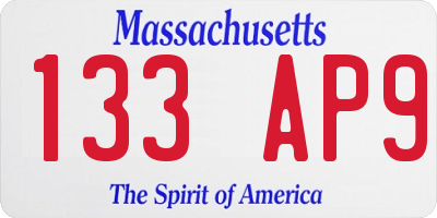 MA license plate 133AP9