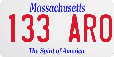 MA license plate 133AR0