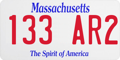MA license plate 133AR2