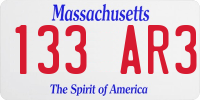 MA license plate 133AR3