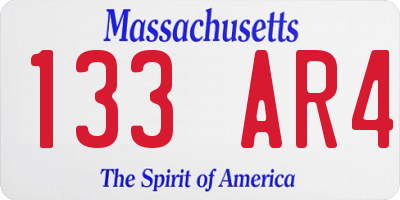 MA license plate 133AR4