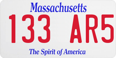 MA license plate 133AR5