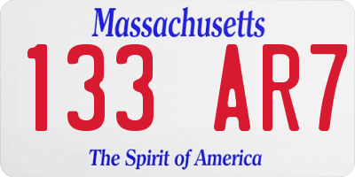 MA license plate 133AR7