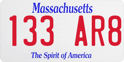 MA license plate 133AR8