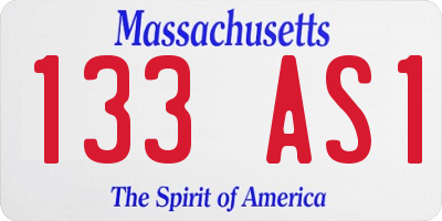 MA license plate 133AS1