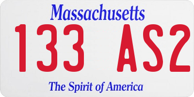 MA license plate 133AS2