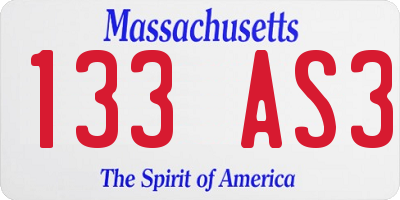 MA license plate 133AS3