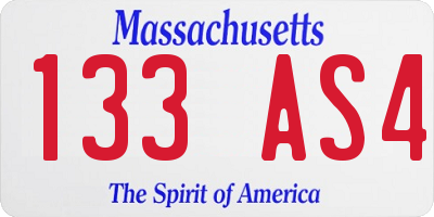 MA license plate 133AS4