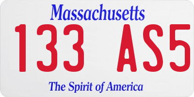 MA license plate 133AS5