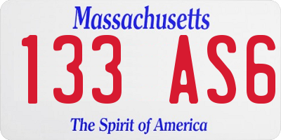 MA license plate 133AS6