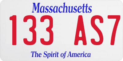 MA license plate 133AS7