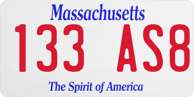 MA license plate 133AS8
