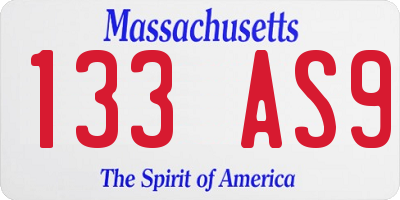 MA license plate 133AS9