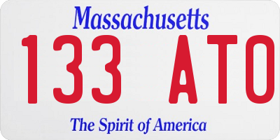 MA license plate 133AT0