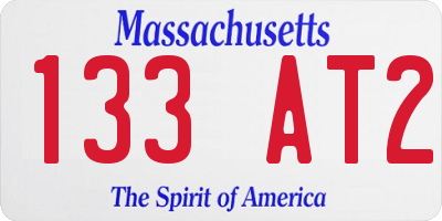 MA license plate 133AT2