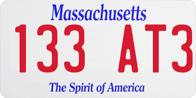 MA license plate 133AT3