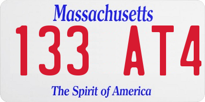 MA license plate 133AT4