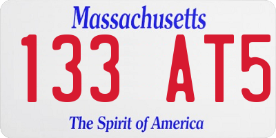 MA license plate 133AT5
