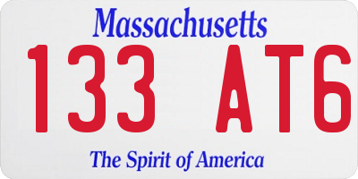 MA license plate 133AT6