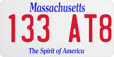 MA license plate 133AT8