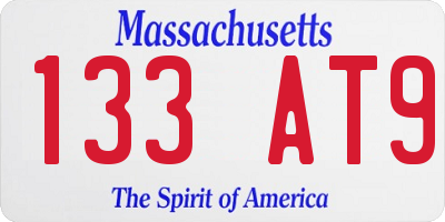 MA license plate 133AT9