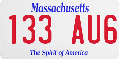 MA license plate 133AU6