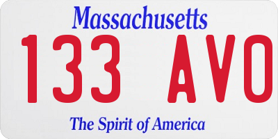 MA license plate 133AV0