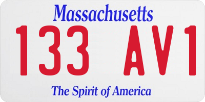 MA license plate 133AV1