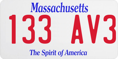 MA license plate 133AV3