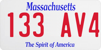 MA license plate 133AV4