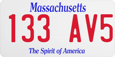 MA license plate 133AV5