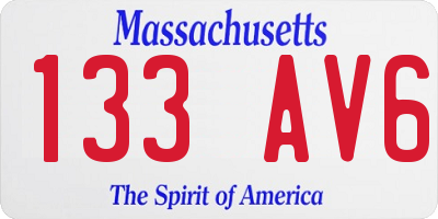 MA license plate 133AV6