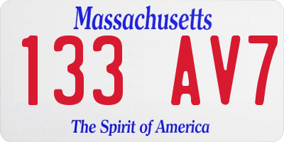 MA license plate 133AV7