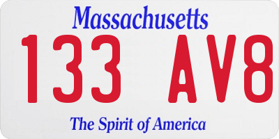 MA license plate 133AV8
