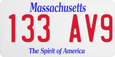 MA license plate 133AV9